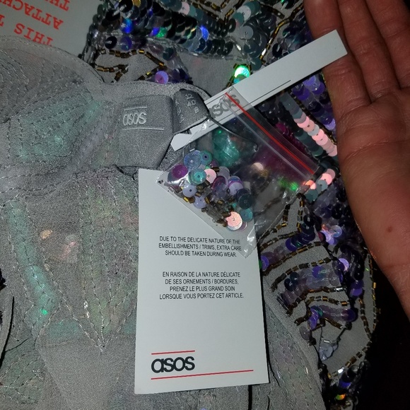 Nude & Iridescent Sequined - •ASOS• | Beaded Dress - Picture 3 of 8